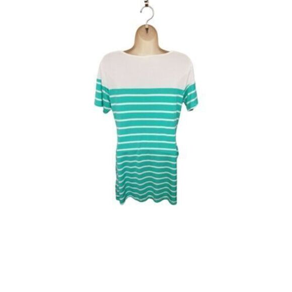 Yelete Multicolor Green & White Striped Dress Size M - Picture 2 of 7